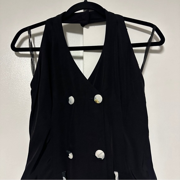 Handmade Halter Contrast Pleated Hem Floral Mini Dress Size Medium - Picture 2 of 7